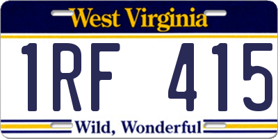 WV license plate 1RF415
