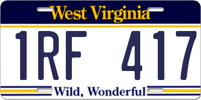 WV license plate 1RF417