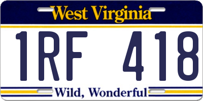 WV license plate 1RF418