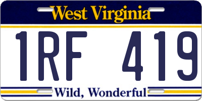 WV license plate 1RF419