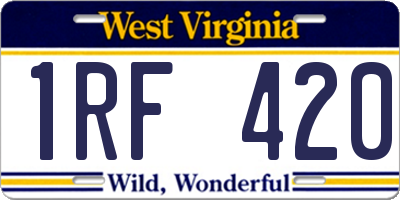WV license plate 1RF420