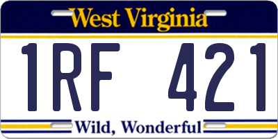 WV license plate 1RF421