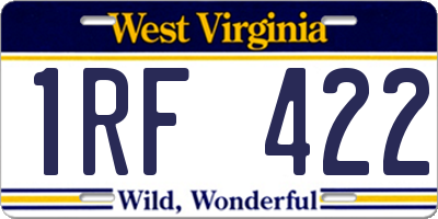 WV license plate 1RF422