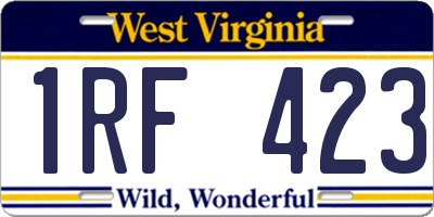 WV license plate 1RF423