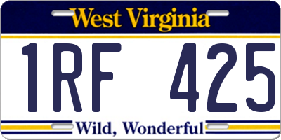 WV license plate 1RF425