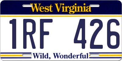 WV license plate 1RF426
