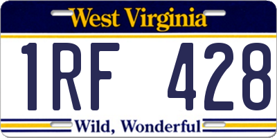 WV license plate 1RF428