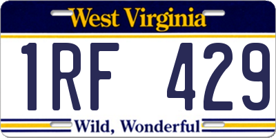 WV license plate 1RF429