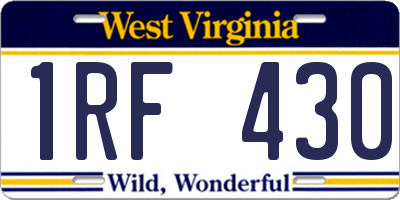 WV license plate 1RF430