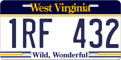WV license plate 1RF432