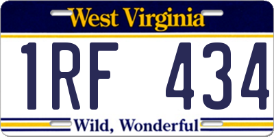 WV license plate 1RF434