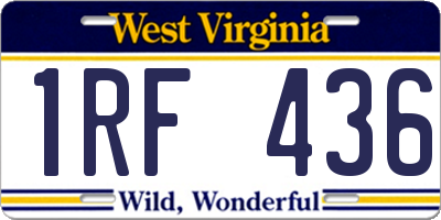 WV license plate 1RF436