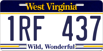 WV license plate 1RF437