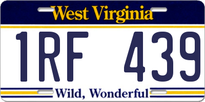 WV license plate 1RF439