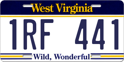 WV license plate 1RF441