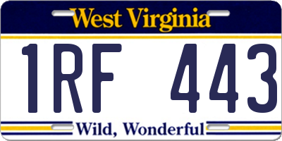 WV license plate 1RF443