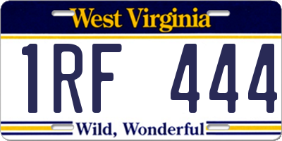 WV license plate 1RF444