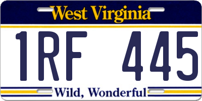 WV license plate 1RF445
