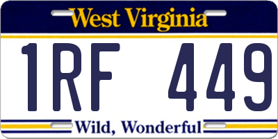 WV license plate 1RF449