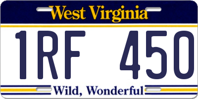 WV license plate 1RF450
