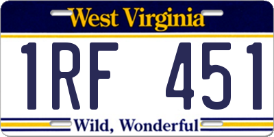 WV license plate 1RF451