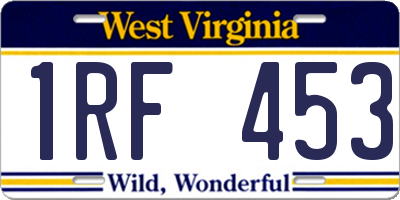 WV license plate 1RF453