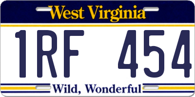 WV license plate 1RF454