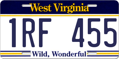 WV license plate 1RF455