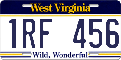 WV license plate 1RF456
