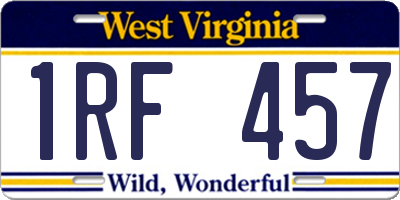 WV license plate 1RF457