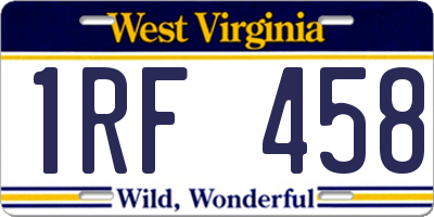 WV license plate 1RF458