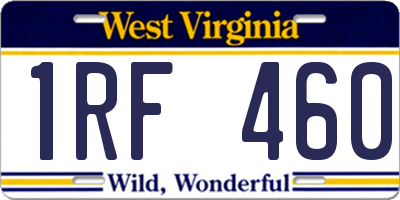 WV license plate 1RF460