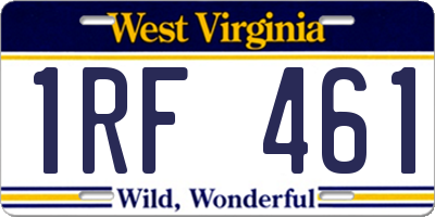 WV license plate 1RF461