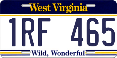 WV license plate 1RF465