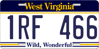 WV license plate 1RF466