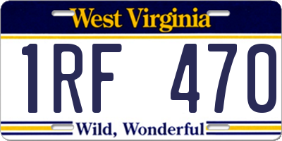 WV license plate 1RF470
