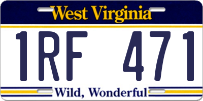 WV license plate 1RF471