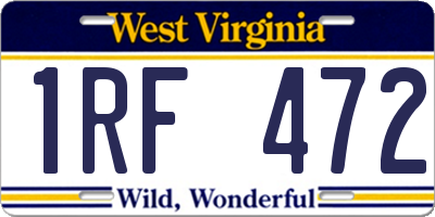 WV license plate 1RF472