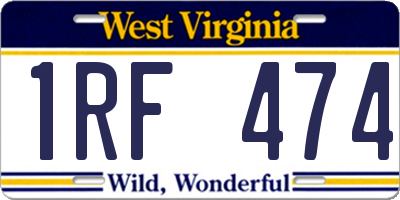 WV license plate 1RF474