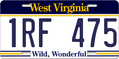 WV license plate 1RF475