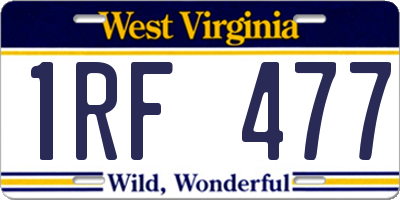 WV license plate 1RF477