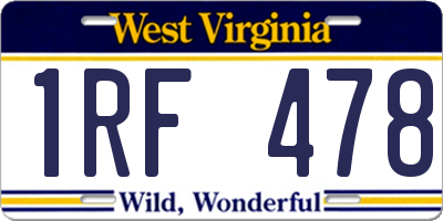 WV license plate 1RF478