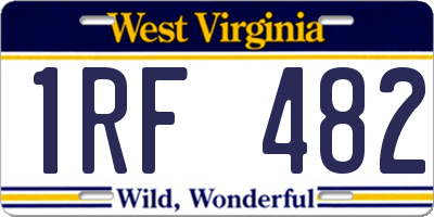 WV license plate 1RF482