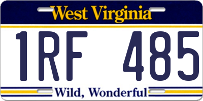 WV license plate 1RF485
