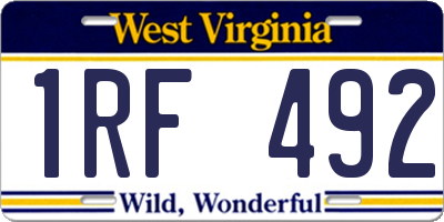 WV license plate 1RF492