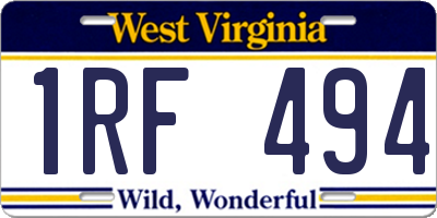 WV license plate 1RF494