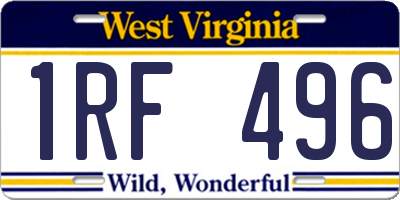 WV license plate 1RF496
