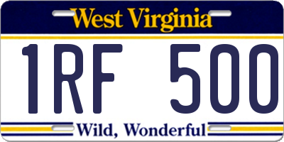 WV license plate 1RF500