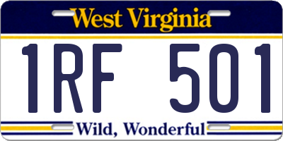WV license plate 1RF501