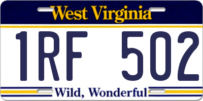 WV license plate 1RF502